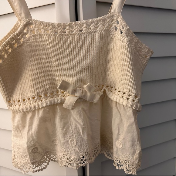 Zara Ivory Knit Lace Camisole - Picture 3 of 4